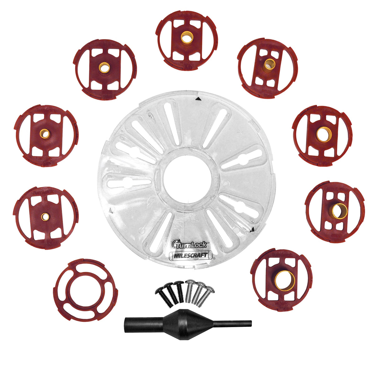 Router Base Plate and Bushing Set with TurnLock Technology and Top Hat Adaptor (10 Pack) 12010003