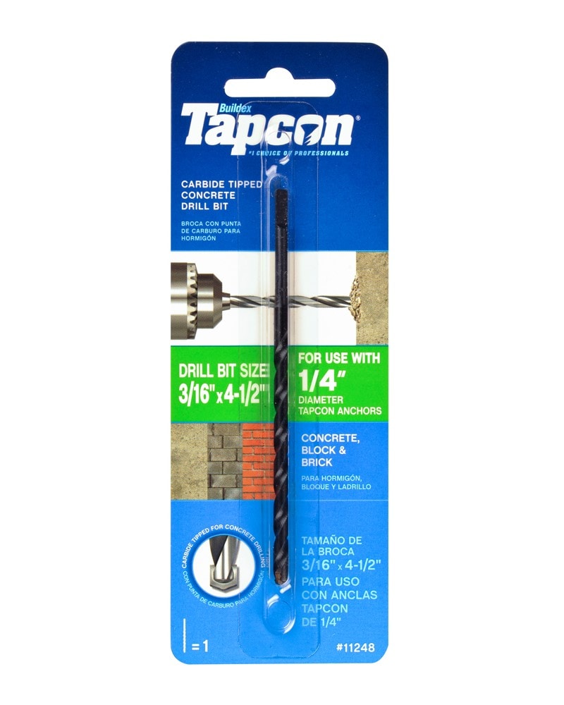 3/16-in x 4-1/2-in Carbide Masonry Drill Bit for Hammer Drill 11248