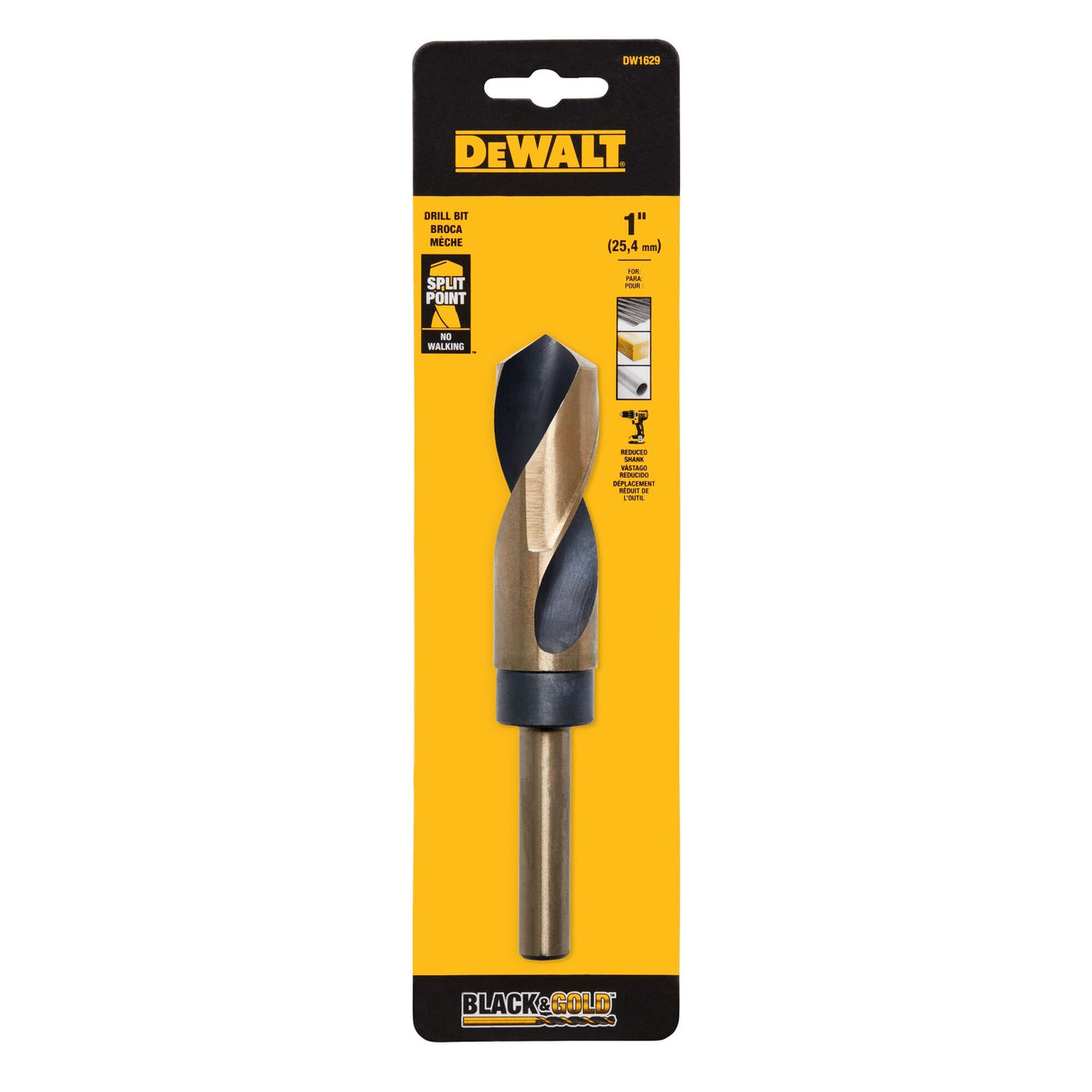 1-in x 6-in Black and Gold Coated Hss Silver and Deming Twist Drill Bit DW1629 G