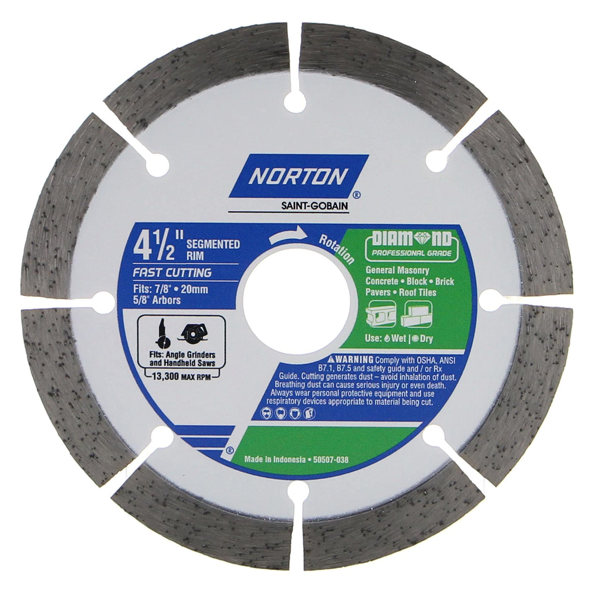 4-1/2-in Wet/Dry Segmented Rim Diamond Saw Blade 50507-038