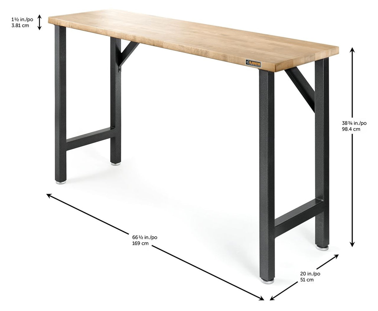 Modular 66.5-in L x 38.75-in H Hammered Granite Hardwood Work Bench GAWB66HWGG