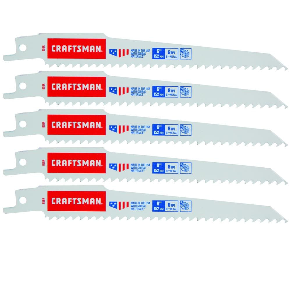 Bi-metal 6-in 6 Tpi Wood Cutting Reciprocating Saw Blade (5-Pack) CRA-2058480