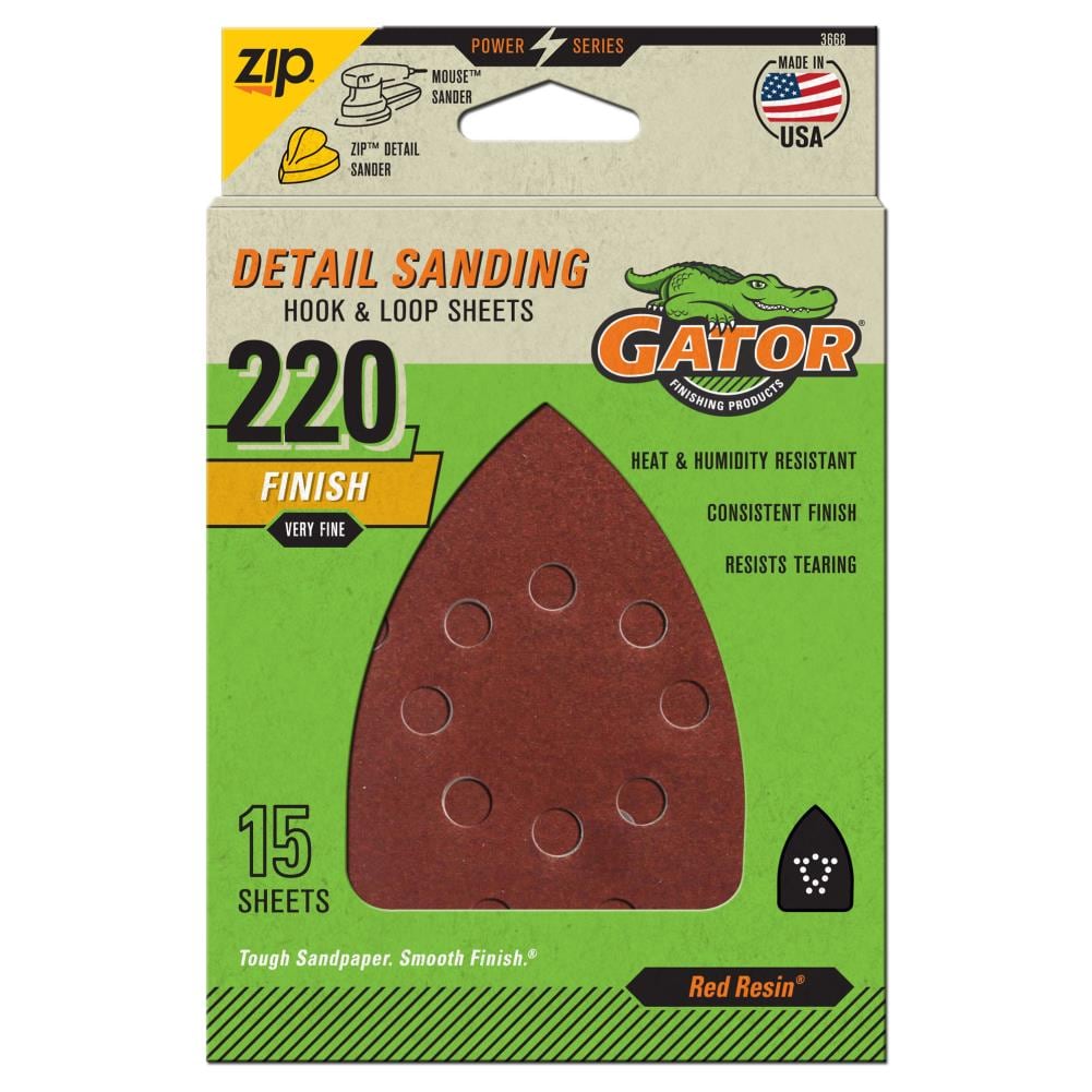 Mouse Refill 220 Grit 15pk 15-Piece Aluminum Oxide 220-Grit Detail Sandpaper GAT-3668