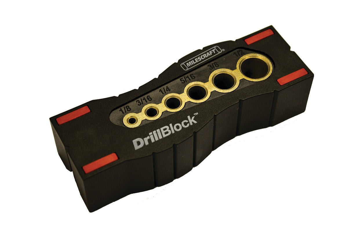 Handheld Drill Guide - Drill Block with V-Groove and 6 Drill Bit Sizes - Accurate Alignment for Cylindrical Stock - Perfect for DIY Projects 13120103