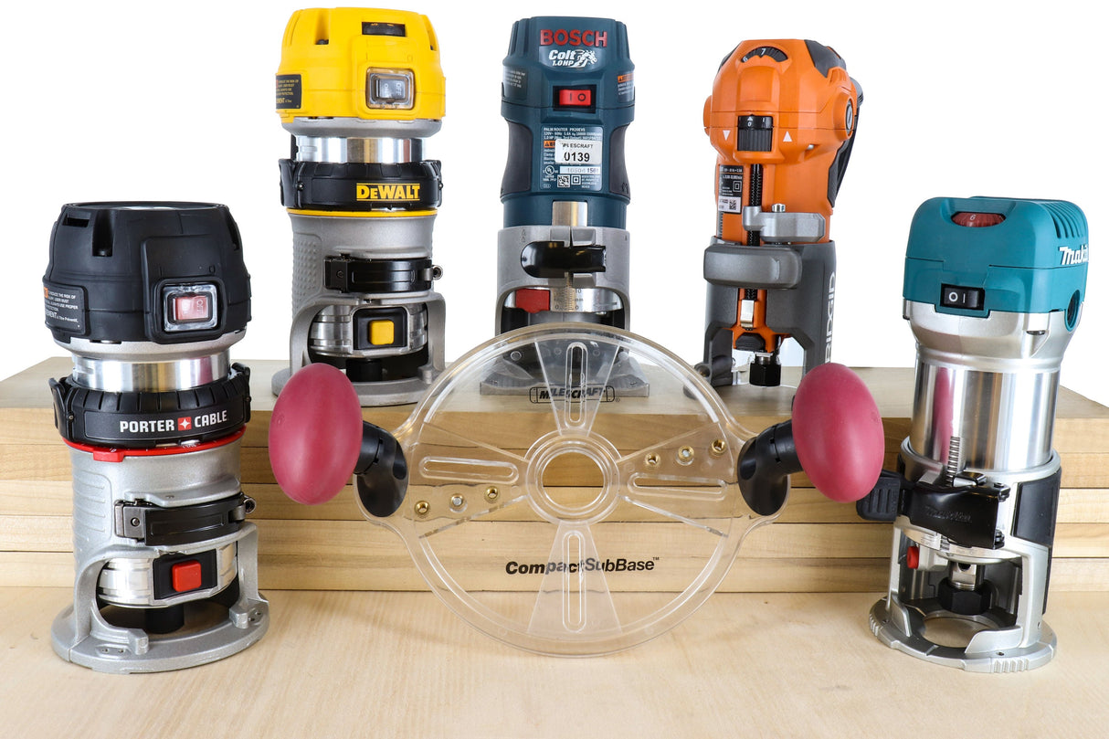 CompactSubBase - Universal Router Sub Base with Soft Grip Handles and Standard Metal Bushing Compatibility 12250003