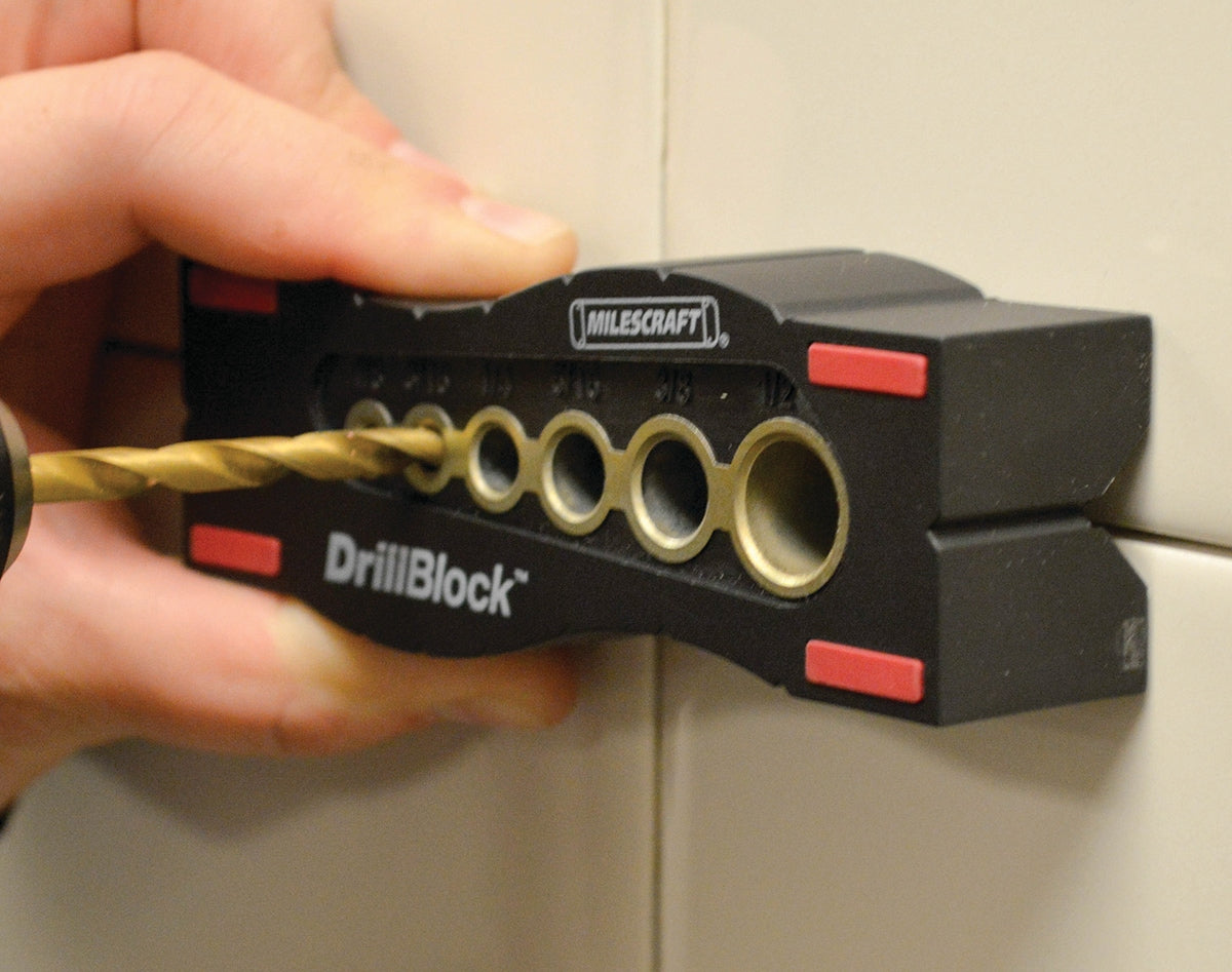 Handheld Drill Guide - Drill Block with V-Groove and 6 Drill Bit Sizes - Accurate Alignment for Cylindrical Stock - Perfect for DIY Projects 13120103