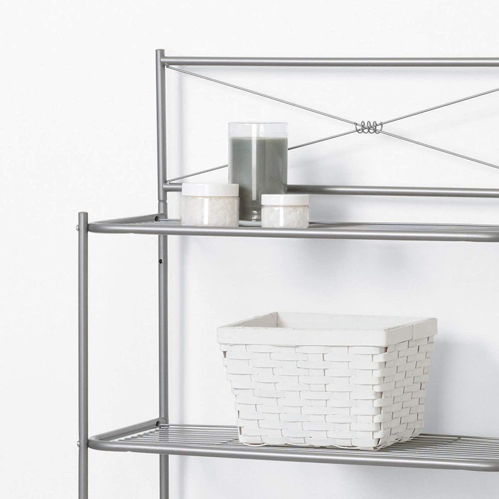 Over the Toilet Freestanding Spacesaver Satin Nickel Steel 2523NN