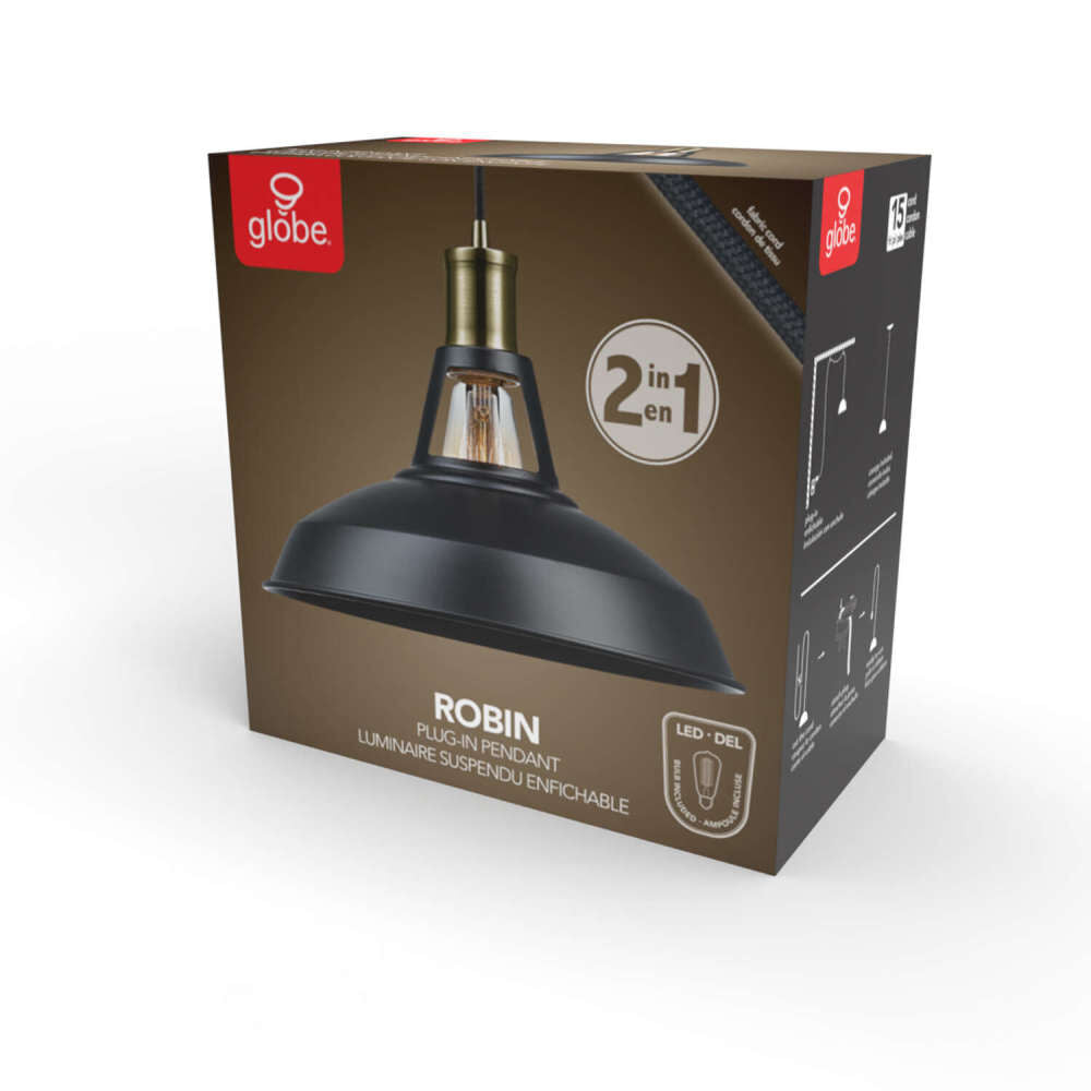 Robin Ceiling Light Antique Brass 60W E26 3008635