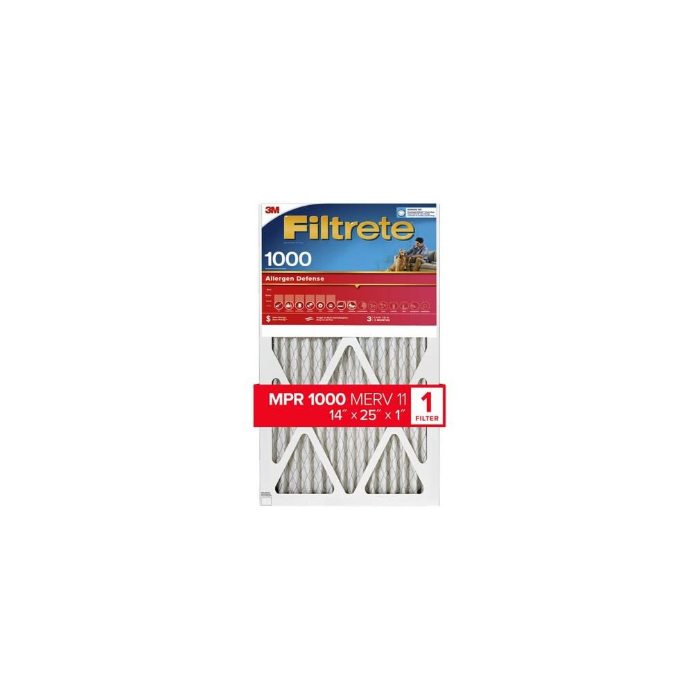Filtrete 1000 MPR 14 x 25 x 1 Inch Allergen Defense Air Filter 4 Pack 9804-4