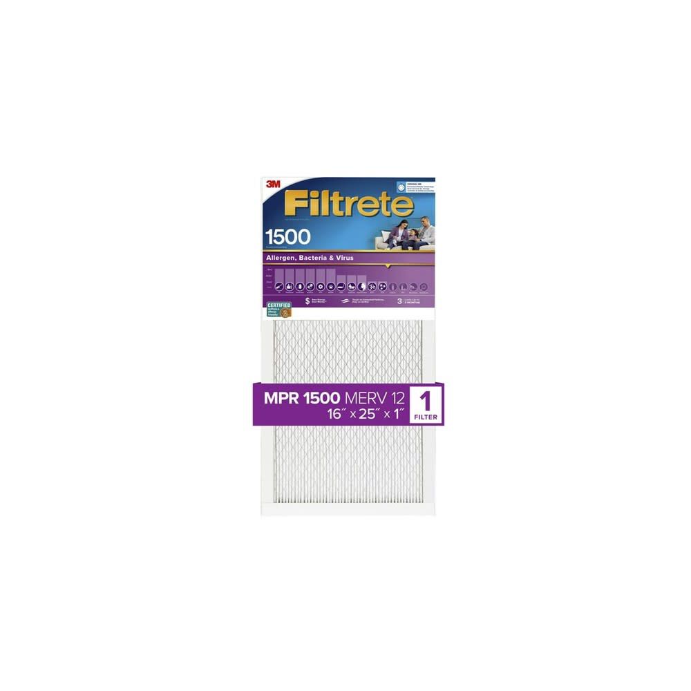 Filtrete 1500 MPR 16 x 25 x 1 Inch Bacteria & Virus Air Filter 4 Pack 2001-4