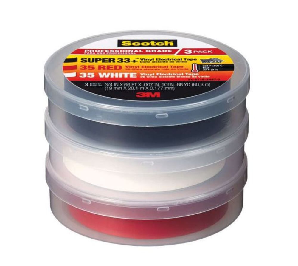 Scotch Super 33+ Electrical Tape 0.75in x 66' Multi Color Vinyl 3pk 3585171