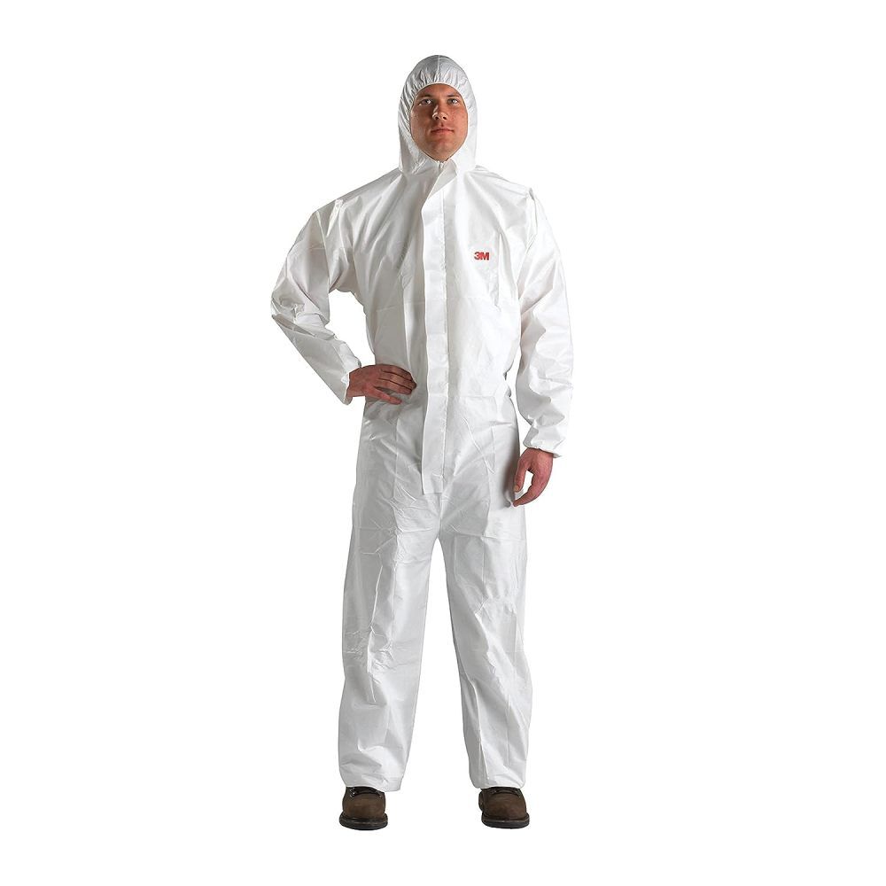 XXL Two-Way Hooded White Disposable Protective Coverall 25ct 4510-BLK-XXL