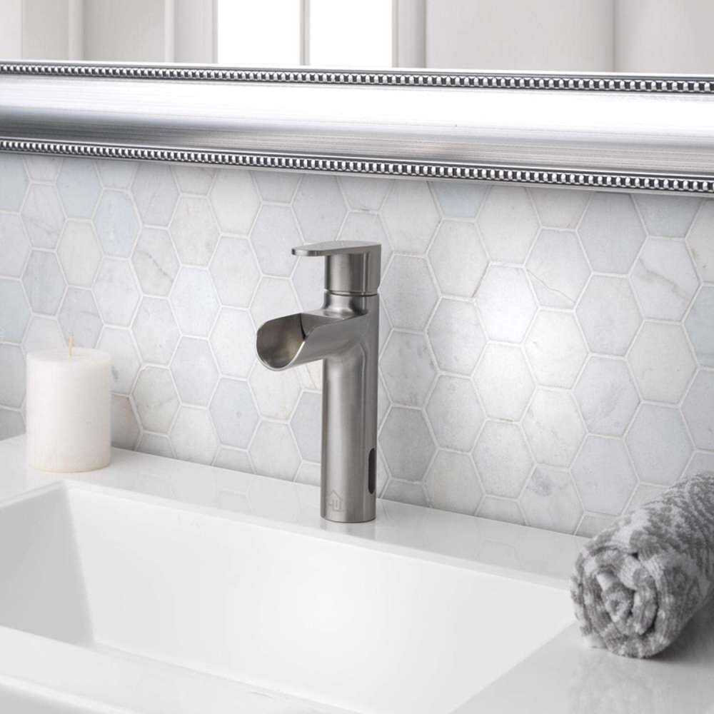 Bathroom Sink Faucet Nickel 1 Handle Mid Arc 4000782