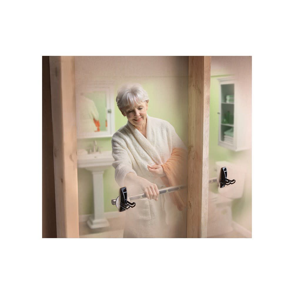 Home Care Chrome Steel Grab Bar Securemount Anchor 1 Pair SMA1000CH