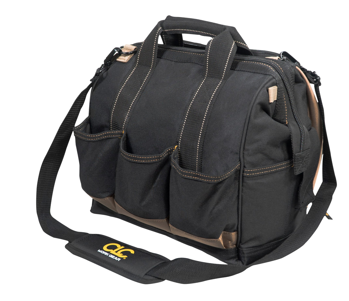 Black/Khaki Polyester 7-in Zippered Tool Bag 1537