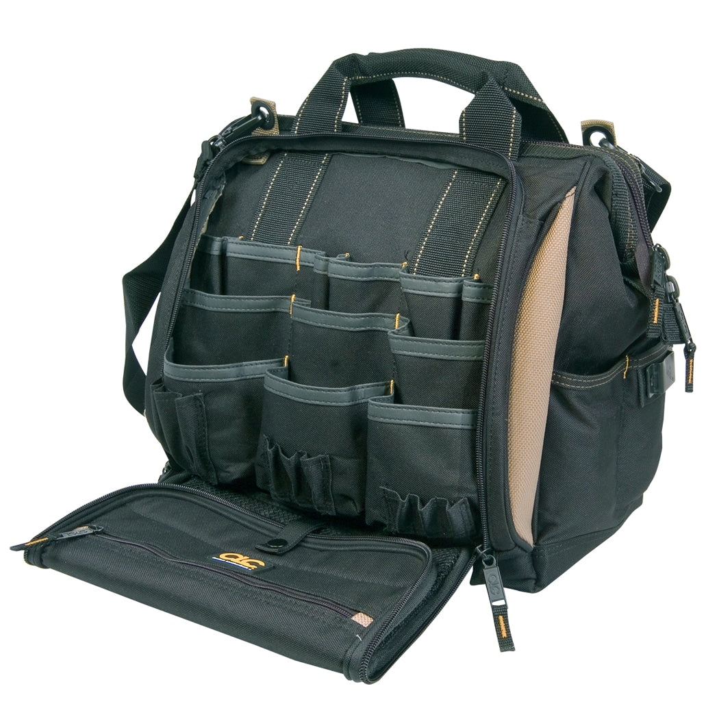 Black/Khaki Polyester 7-in Zippered Tool Bag 1537