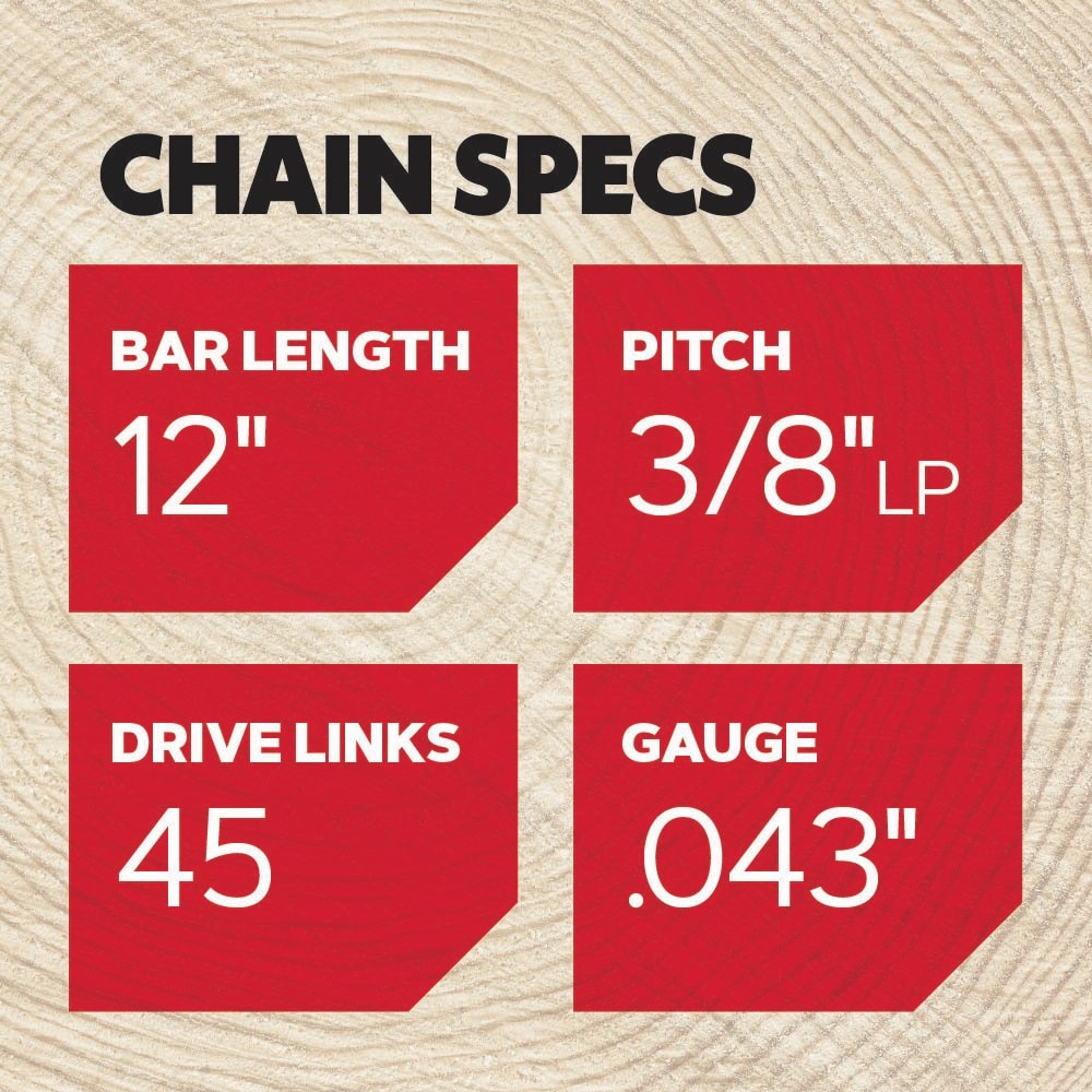 R45 45 Link Replacement Chainsaw Chain For 12-in, 0.043-in Gauge, 3/8-in Pitch R45-21