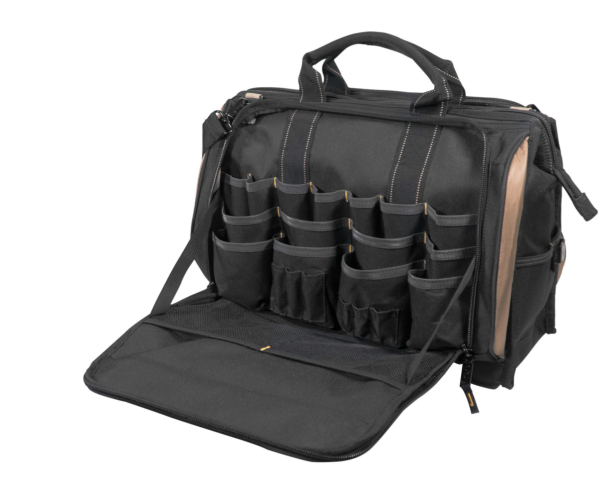 Black/Khaki Polyester 7-in Zippered Tool Bag 1539