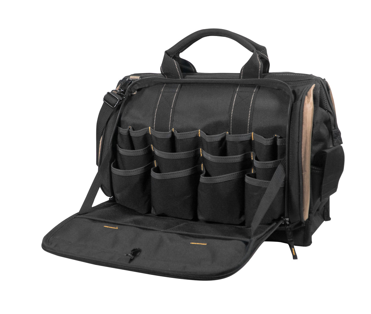 Black/Khaki Polyester 7-in Zippered Tool Bag 1539
