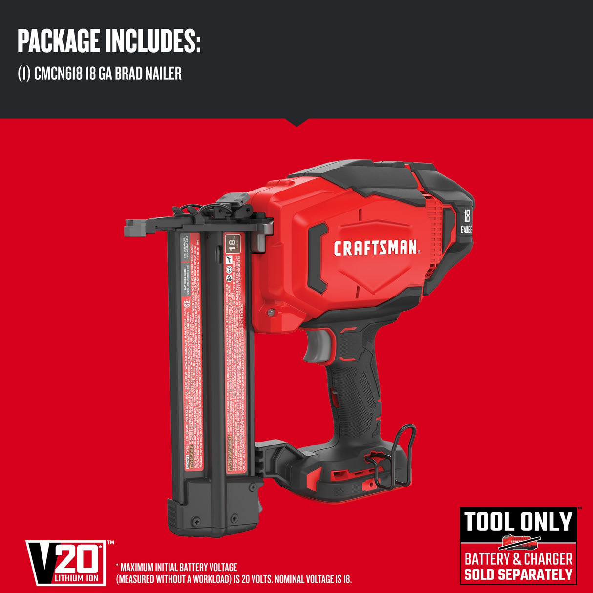 V20 2-in 18-Gauge Cordless Brad Nailer (Bare Tool Only) CMCN618B