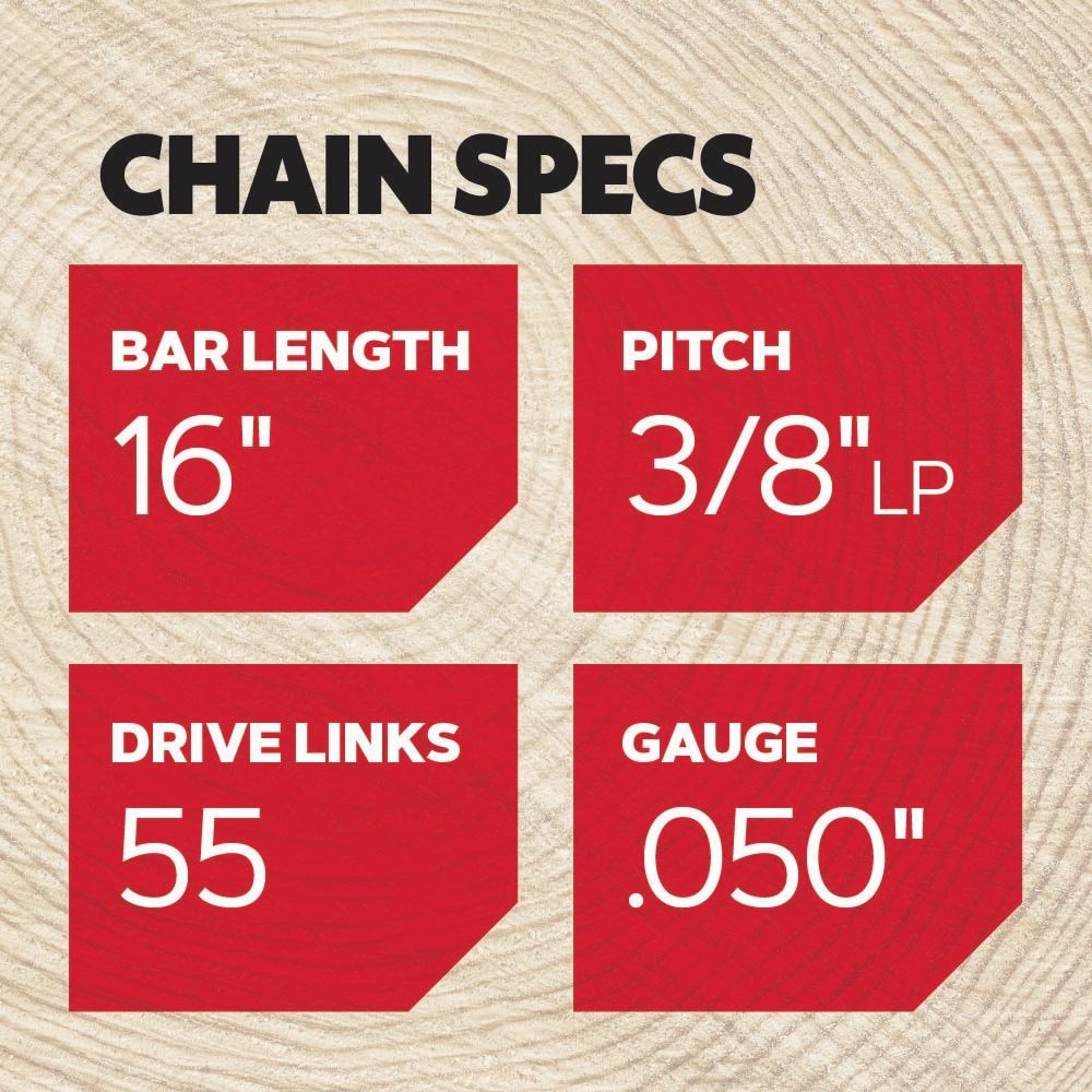 S55 55 Link Replacement Chainsaw Chain For 16-in, 0.05-in Gauge, 3/8-in Pitch S55
