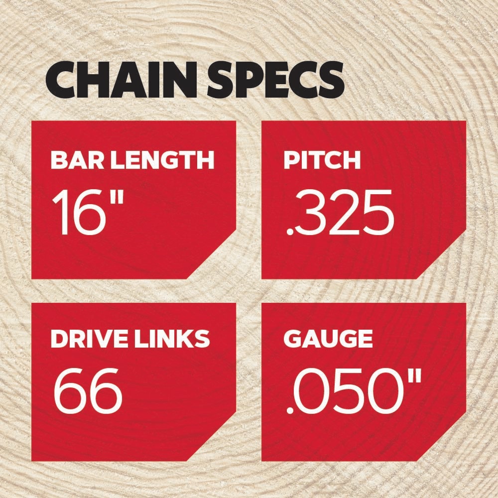 M66 66 Link Replacement Chainsaw Chain For 16-in, 0.05-in Gauge,0.325-in Pixel Pitch M66-21