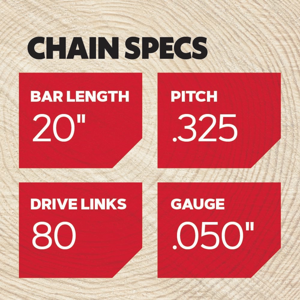 M80 80 Link Replacement Chainsaw Chain For 20-in, 0.05-in Gauge,0.325-in Pixel Pitch M80-21
