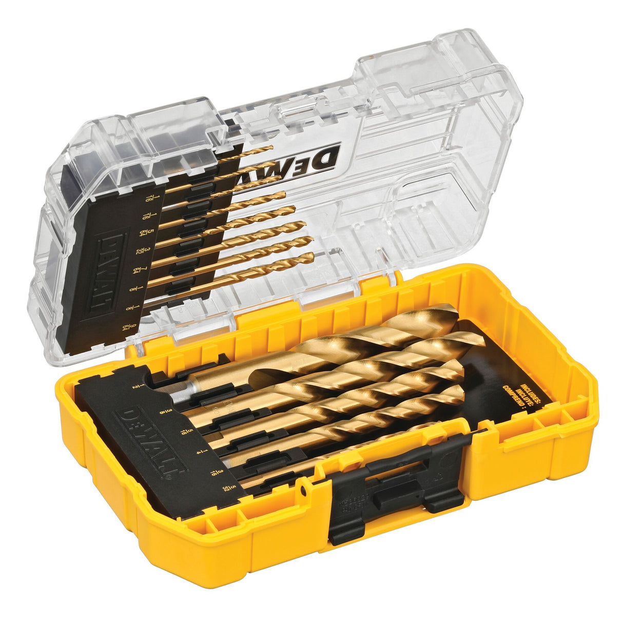 14-Piece Assorted Titanium Nitride Coated Hss Jobber Length Twist Drill Bit Set DW1341 GT