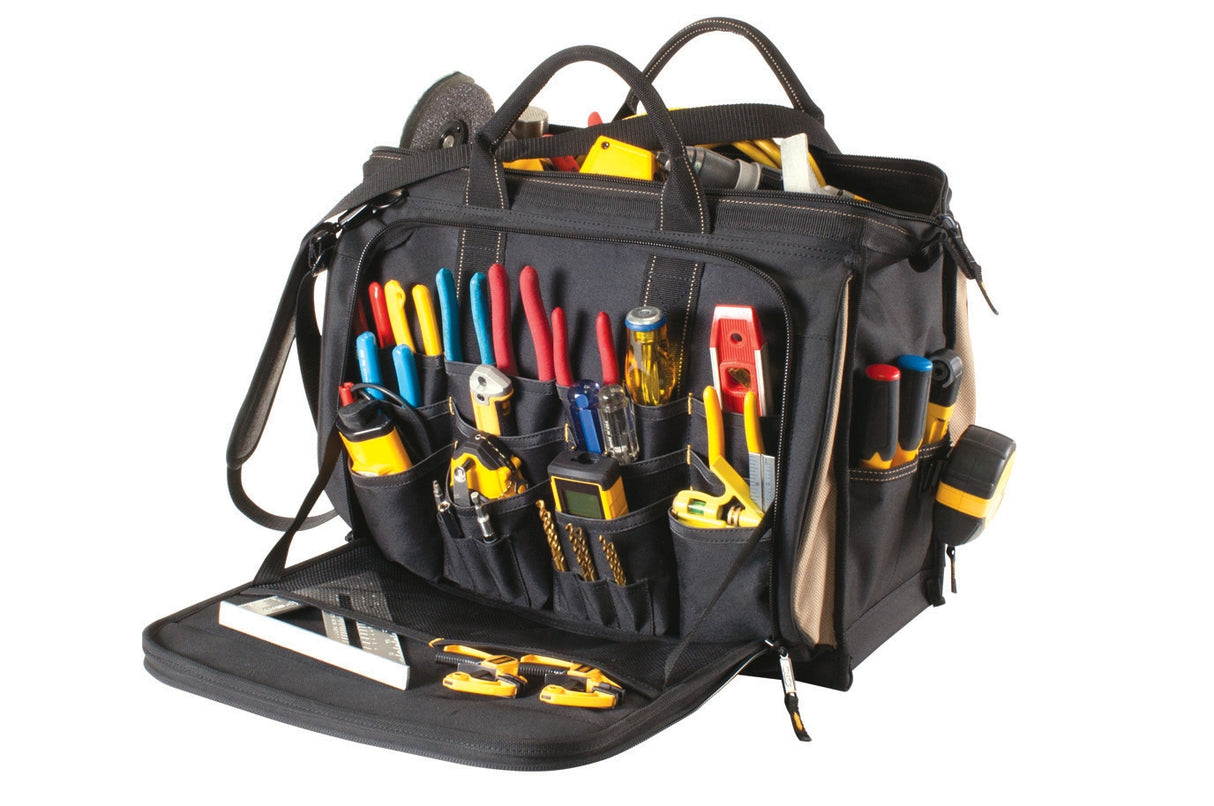 Black/Khaki Polyester 7-in Zippered Tool Bag 1539