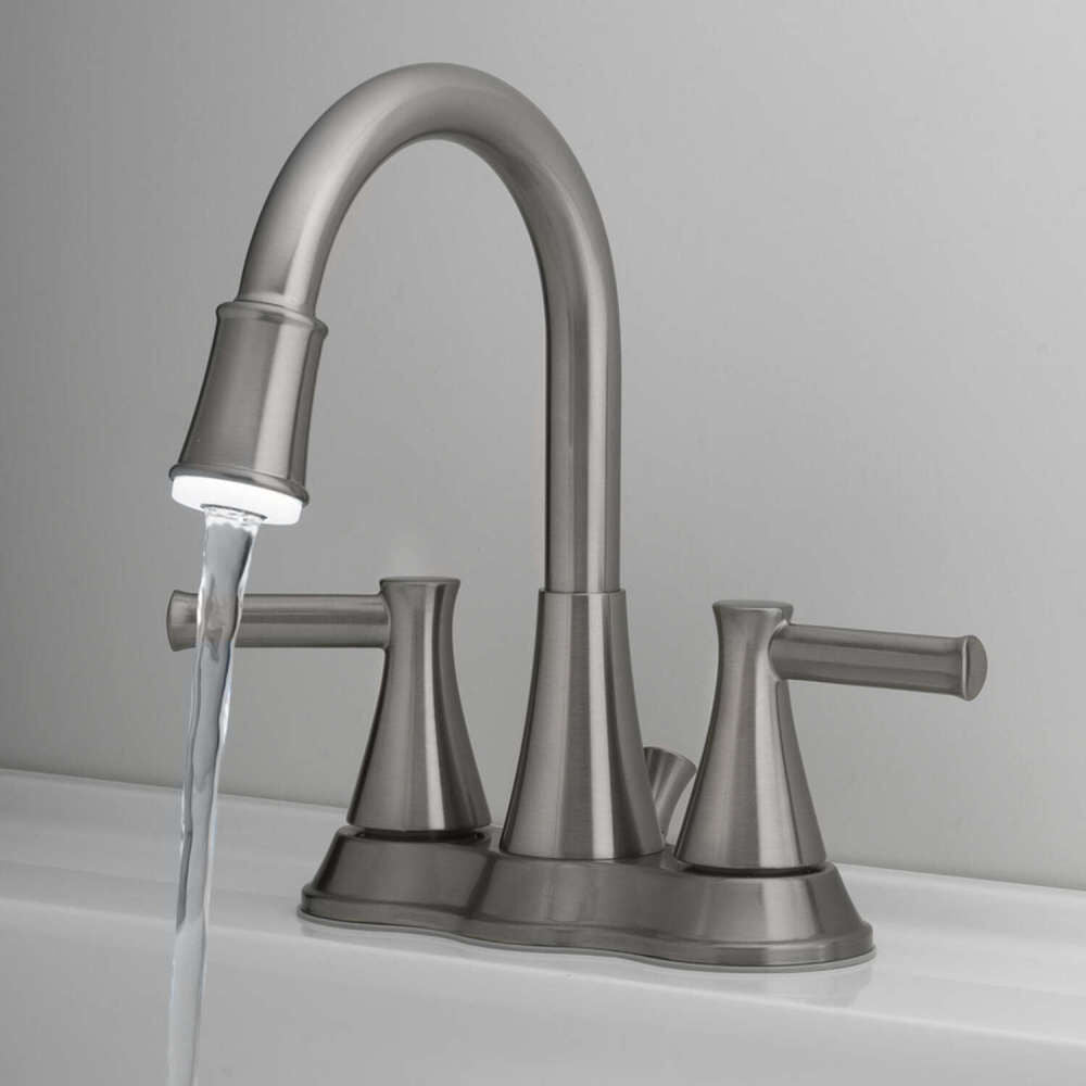 LED Bathroom Sink Faucet Two Handle Brushed Nickel 67513W-6104