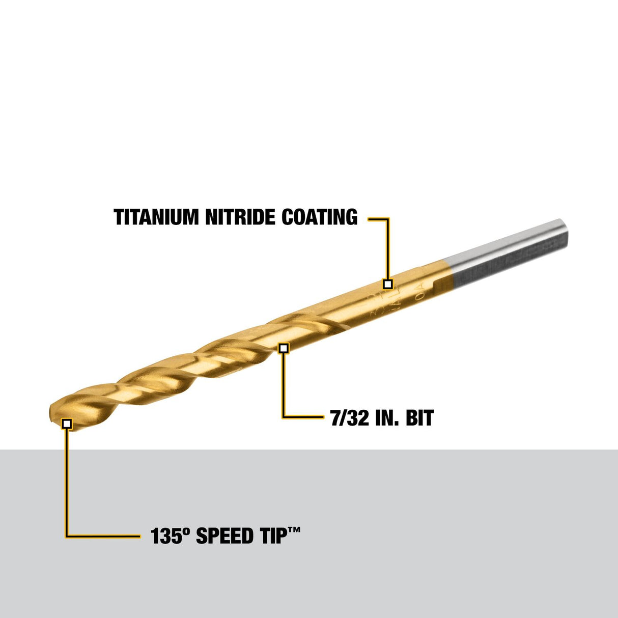 7/32-in x 1-5/8-in Titanium Nitride Coated Hss Jobber Length Twist Drill Bit DW1314 G