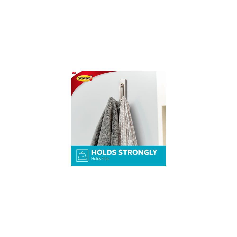 Command Large Satin Nickel Double Bath Hook 16pk 5000491