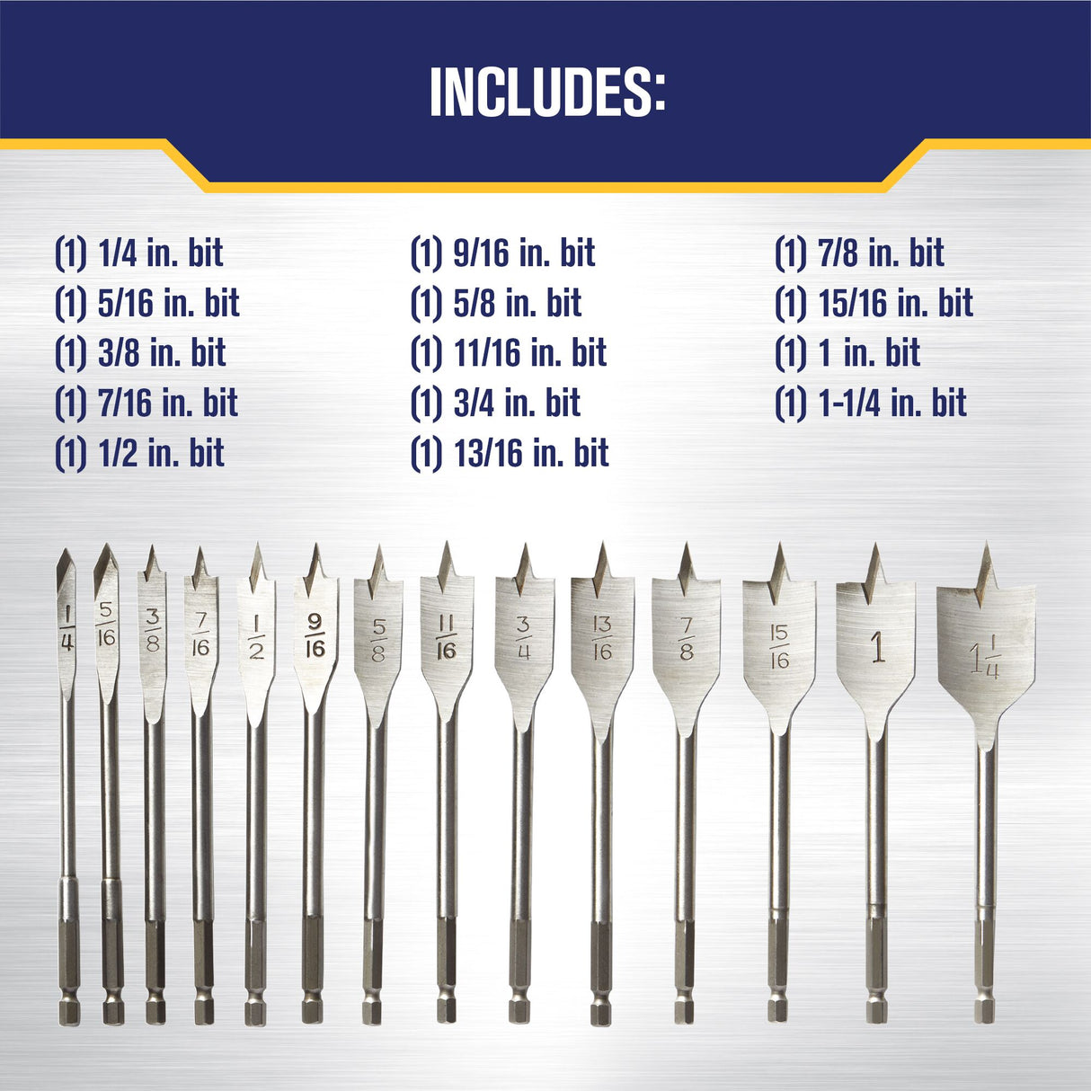 Classic 14-Piece x Assorted Woodboring Spade Drill Bit Set 1768350