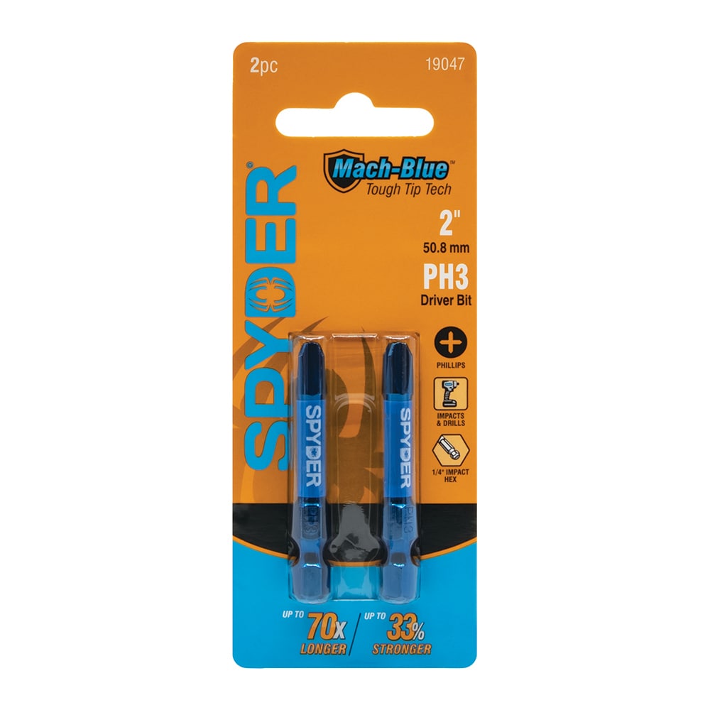 Mach-Blue PH3 1/4-in x 2-in Phillips Impact Driver Bit (2-Piece) 19047