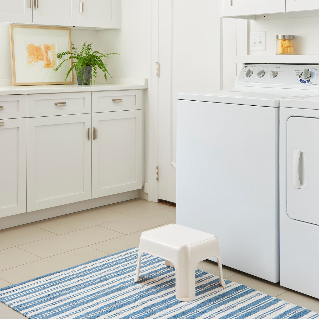 1-Step 300-lb Capacity Off-white Plastic Step Stool FG420087BISQU