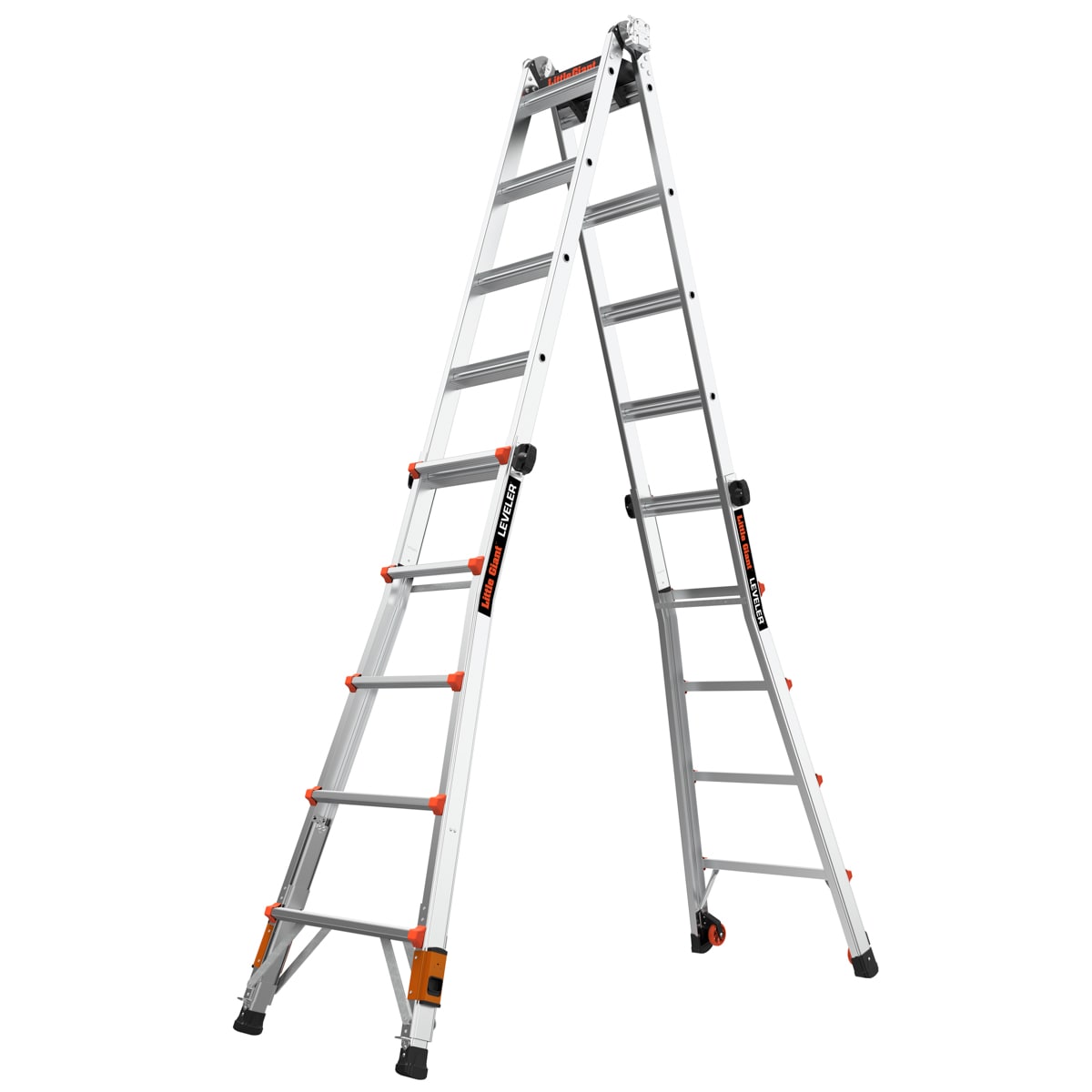 Leveler 2 M22 with Leg Levelers 22-ft Reach Type 1a- 300-lb Load Capacity Telescoping Multi-Position Ladder 16502T-803