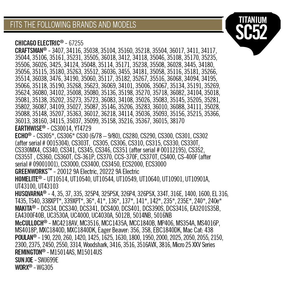 52 Link Replacement Chainsaw Chain For 14-in, 0.05-in Gauge, 3/8-in Pitch T65052TK