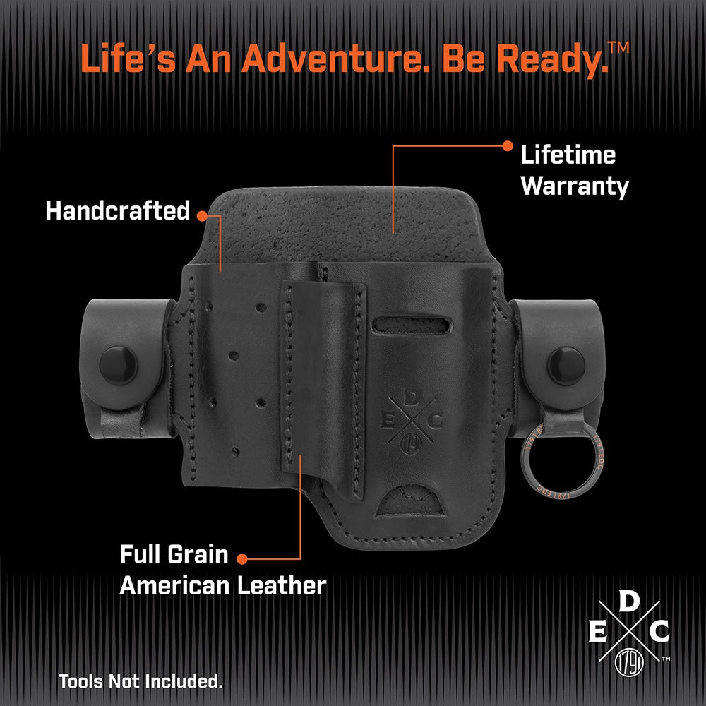 Everyday Carry Tool Organizer for L/XL Multitool, Knife, Flashlight with Small Flex and Action-Snap Belt Attachment WEB-HD-AS-SF-BLK-A