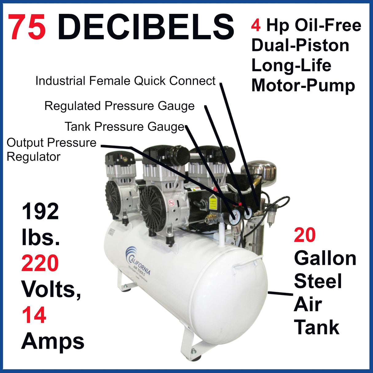 20-Gallon Electric 125 PSI Hot Dog Air Compressor 20040DC