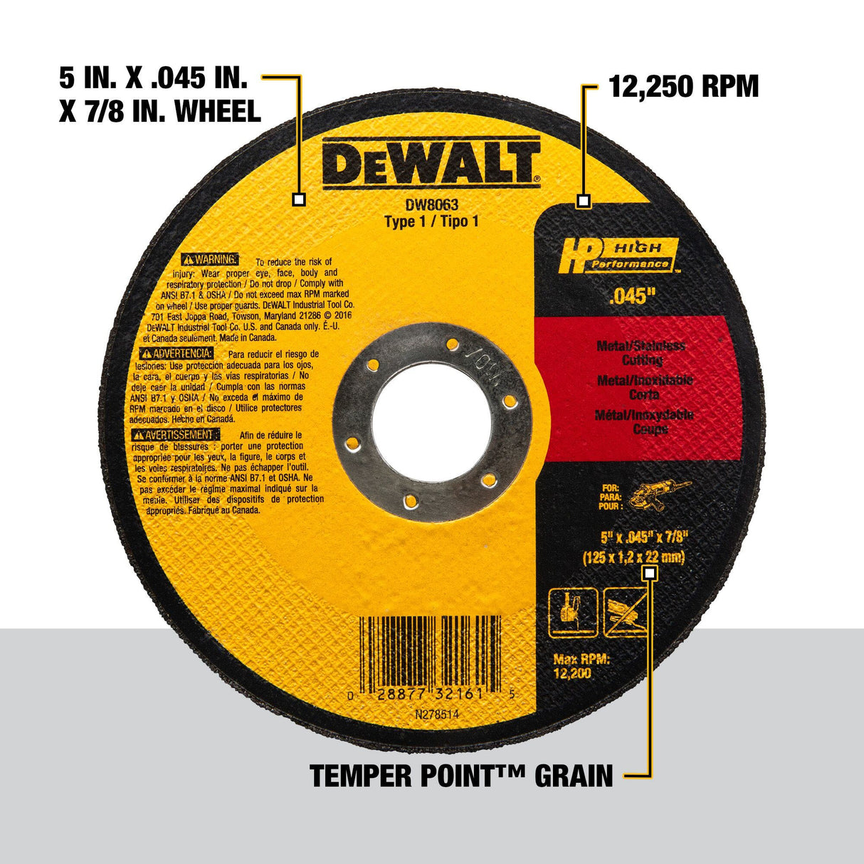 -HP 5-in Aluminum Oxide Multi-grade Pack-Grit Cut-off Wheel DW8063 Z