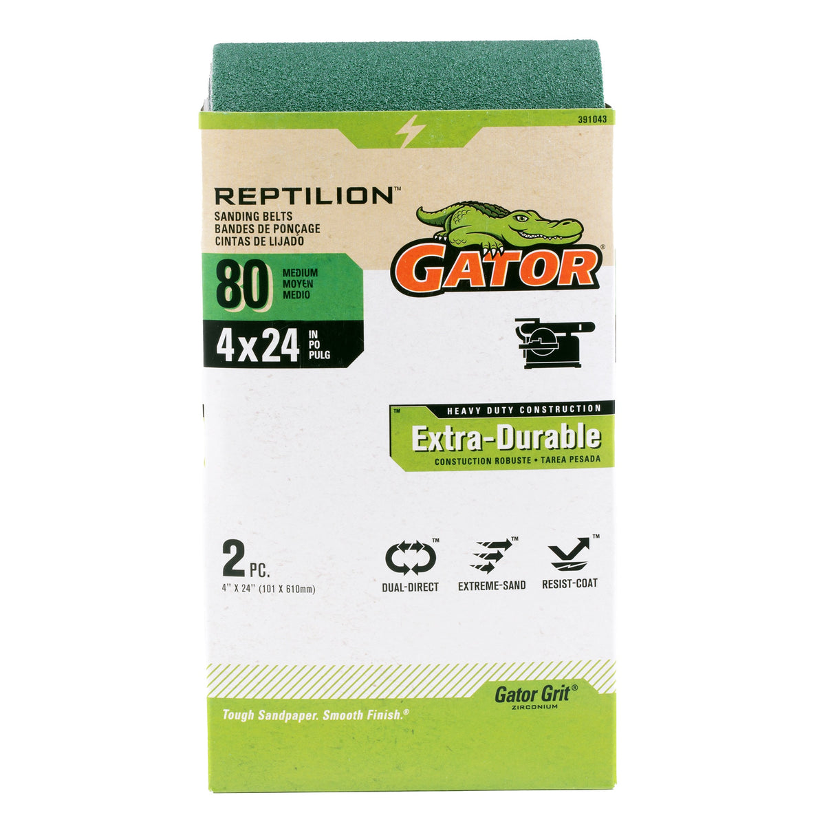Reptilion 2-Piece Zirconia Alumina 80-Grit Belt Sandpaper GAT-391043