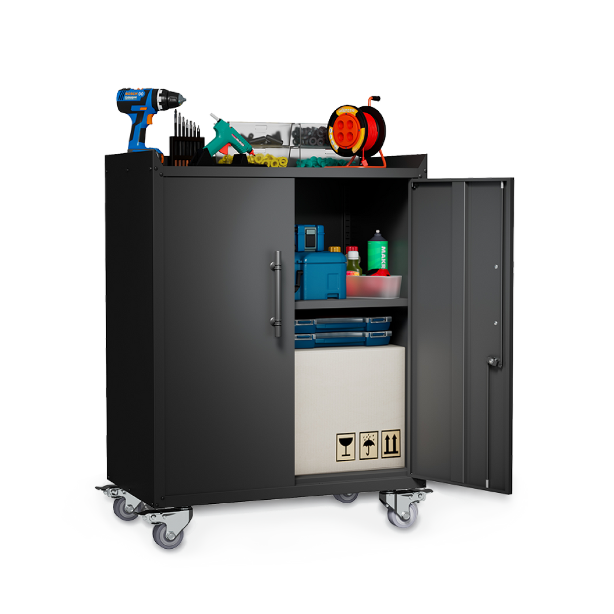 2-Tier Mobile Storage Cabinet