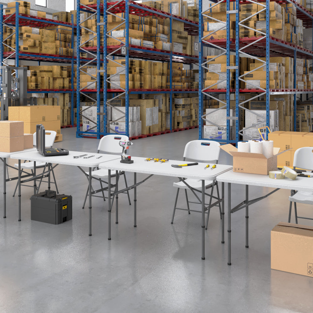 4 Pack White Folding Chairs, Portable Seats with Durable Steel Frame