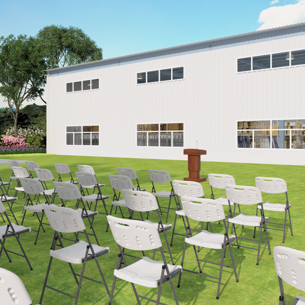 4 Pack White Folding Chairs, Portable Seats with Durable Steel Frame