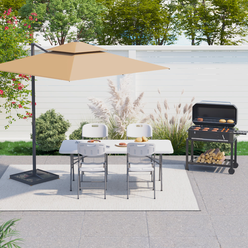 4 Pack White Folding Chairs, Portable Seats with Durable Steel Frame