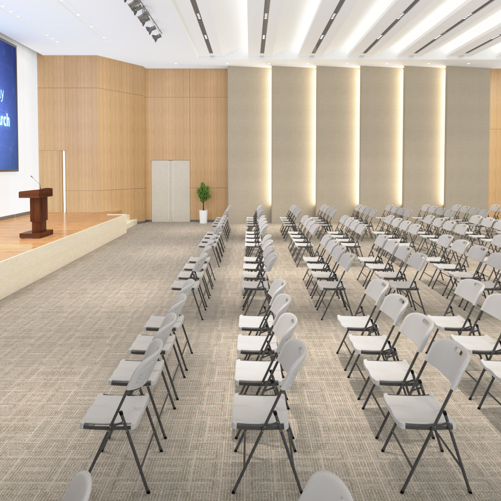 4 Pack White Folding Chairs, Portable Seats with Durable Steel Frame