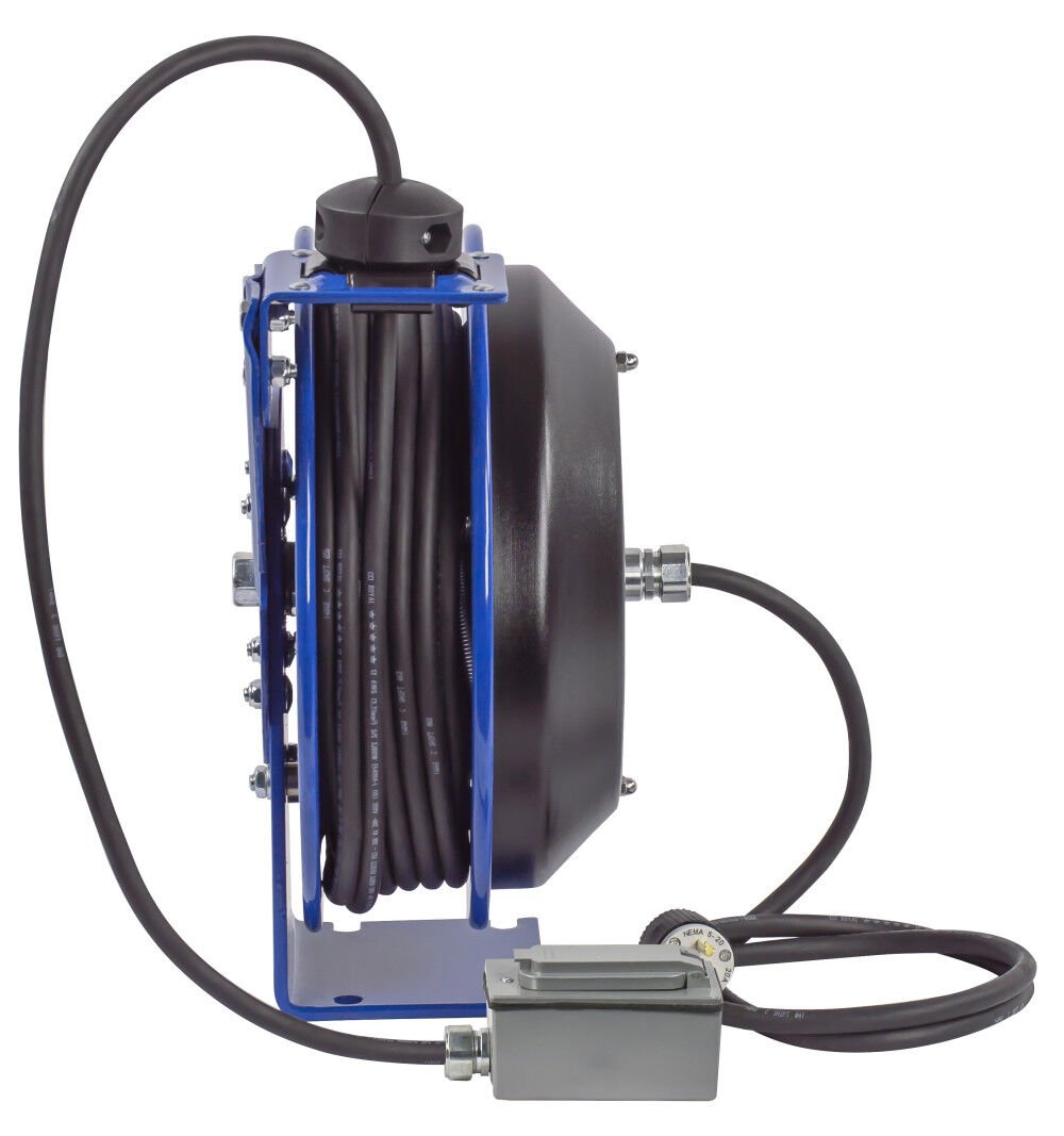 Spring Driven Cord Reel Duplex Industrial Rec 12GA x 50' PC13-5012-F