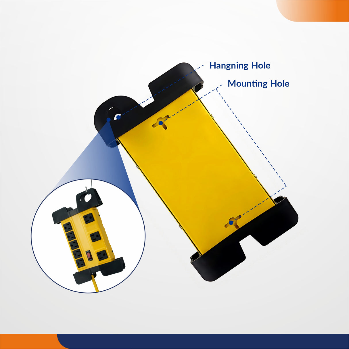 8 Outlet Metal Heavy Duty Power Strip with 6 FT Extension Cord