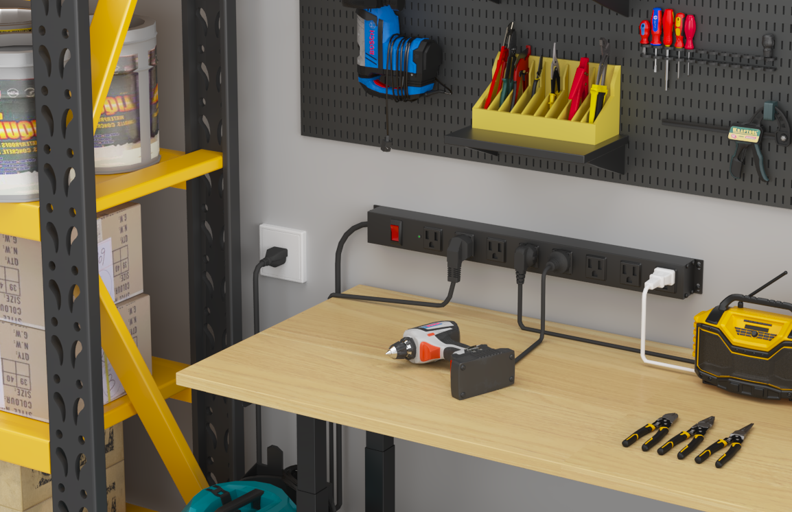 8 Outlet Industrial Heavy Duty Power Strip with 6 FT Extension Cord