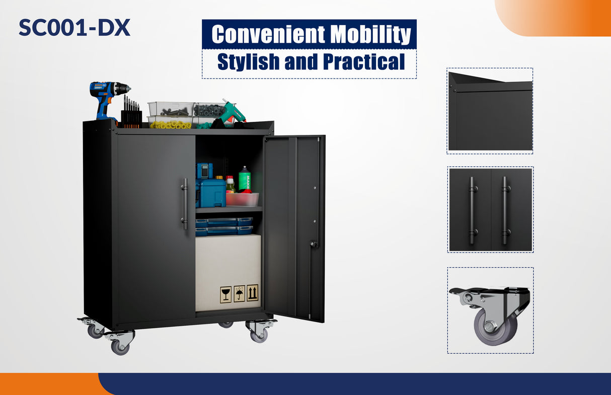 2-Tier Mobile Storage Cabinet